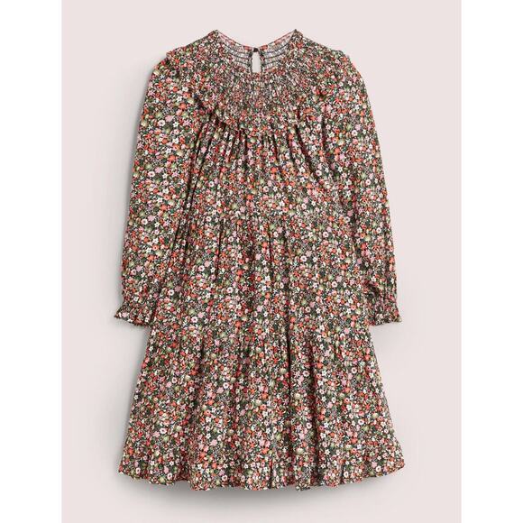 BODEN Smocked Ruffle Yoke Tiered Dress 3/4 Sleeve Ditsy Floral Cottagecore - Picture 7 of 11